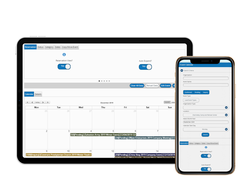 camper transportation check-in screens