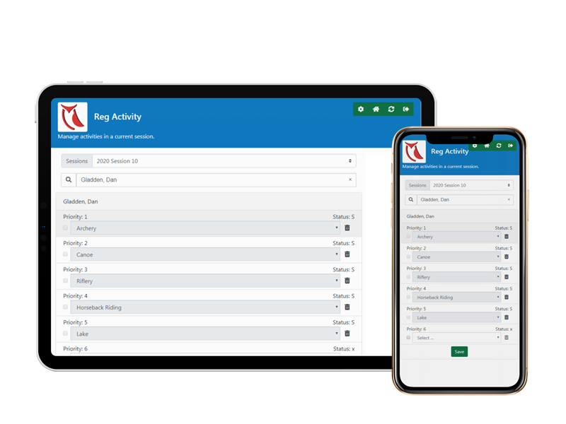 camper transportation check-in screens